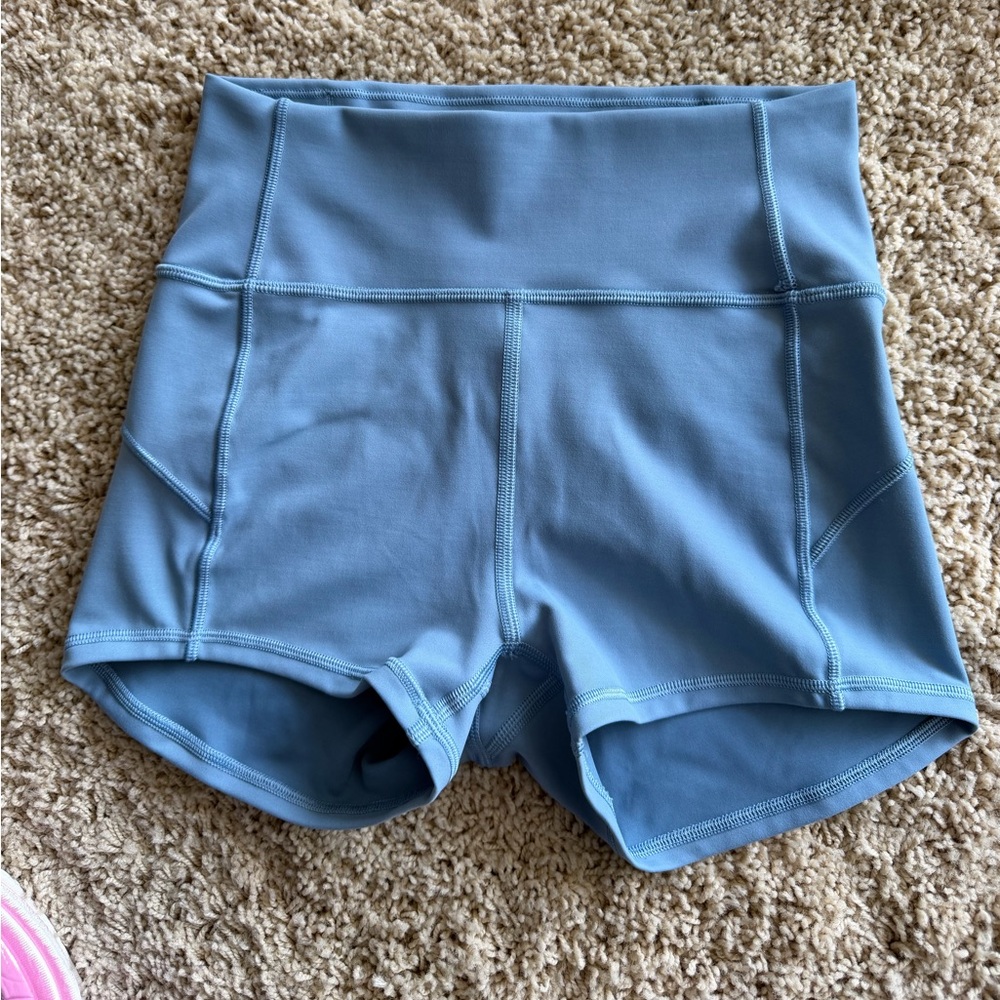Lululemon baby blue biker shorts - size 4 - excellent condition